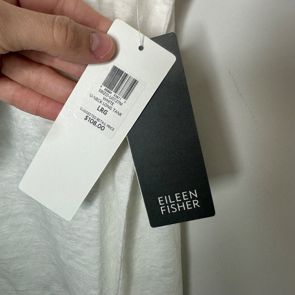 Brand New EILEEN FISHER Linen White Scoopneck Tank Top, size L - Picture 5 of 7